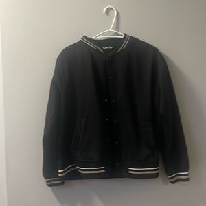 Black stripped Varsity Jacket